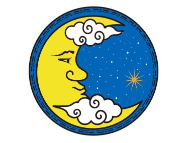 Bulutlarla örtülü hilal ayının gizemli ikonu: gece gökyüzü kehaneti