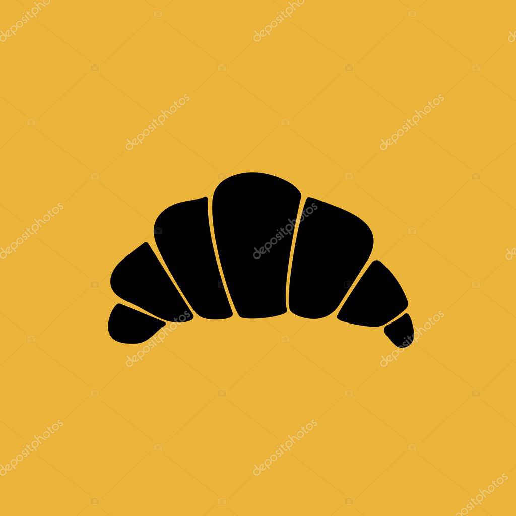 Croissant silhouette minimalist icon vector. Perfect for cafe logos, bakery packaging, stickers, and branding for pastry shops.