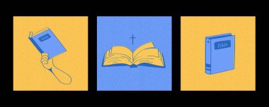 İncil, Açık Kitap ve Asgari Hristiyan Simgeleri ile Modern Paskalya İnanç Kartı