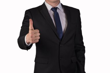 Başparmak kadar yükselterek işadamı, başarı, iyi iş, iyi, mükemmel izole.