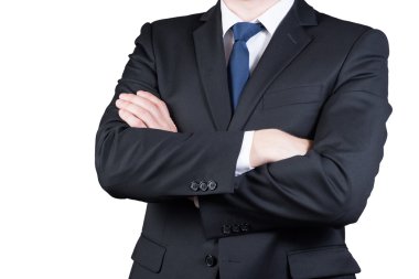 Beyaz arka plan üzerinde izole iş adam vücut closeup portresi