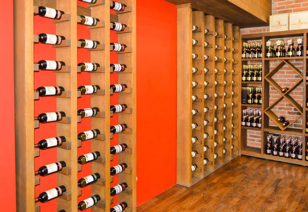 Balaklava Crimea Russia June 2018 Storage Wine Bottles Wooden Shelves — Stock Photo, Image