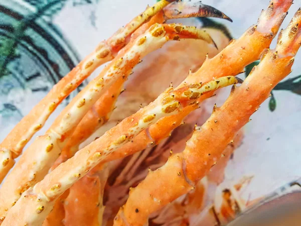 Jambes Crabe Des Neiges Sur Comptoir Marché Aux Poissons Gros — Photo