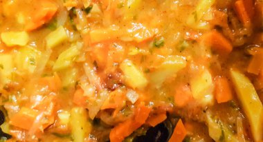 Haşlanmış sebzeler yakın plan, yatay gıda arka planı.