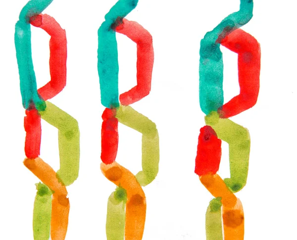 Cadeias Multicoloridas Verticais Padrão Simples Desenho Mão Livre Aquarela Das — Fotografia de Stock