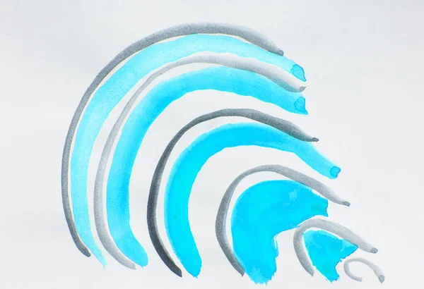 Enkel abstrakt bakgrund mönster, med halvcirklar av divergerande vågor, måla stroke barn akvarell ritning för hand — Stockfoto