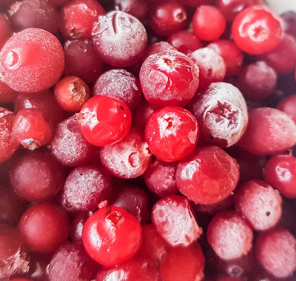 Gros Plan Sur Les Canneberges Les Airelles Congelées Les Aliments — Photo