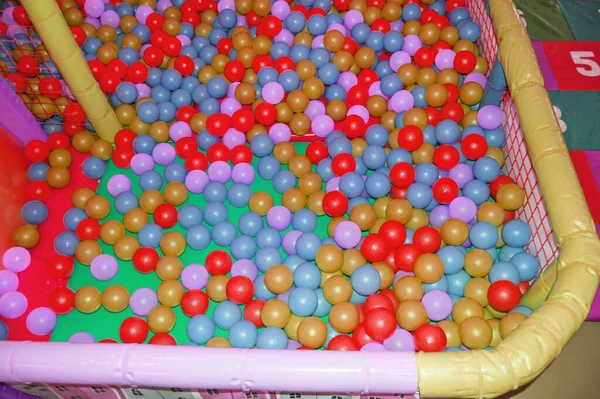 Palline Colorate Plastica Multicolore Nel Parco Giochi Piscina Con Palline — Foto Stock