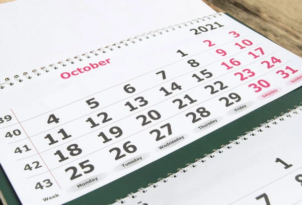 Planerar Affärskalender För Oktober 2021 Pappersvägg Affärsidé — Stockfoto