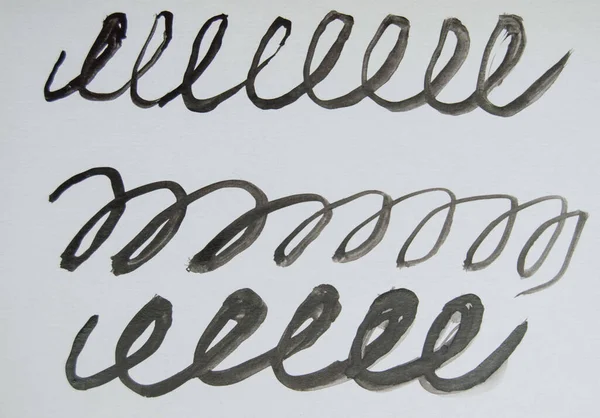 Desenho Aquarela Preto Branco Assinatura Com Monogramas Loops Padrão Abstrato — Fotografia de Stock