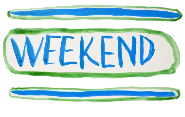 Ręczne Napisy Akwarelami Weekendowymi Stylizacja Neonowy Znak Słowo Weekend — Zdjęcie stockowe