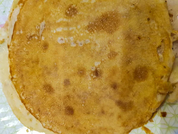 Textura Oro Tostado Deliciosos Panqueques Vista Superior —  Fotos de Stock