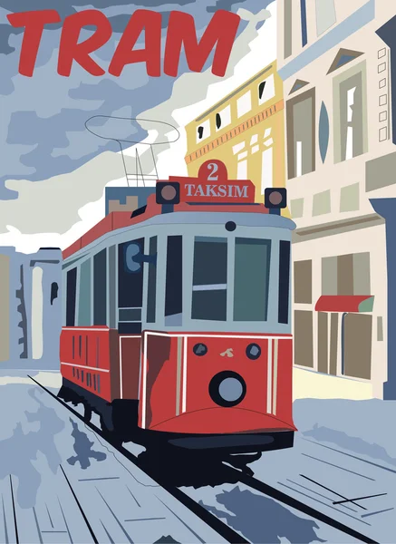 Tramvay Taksim Istanbul kırmızı — Stok Vektör