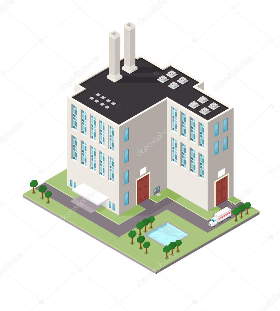 Isometric Refinery Factory Building