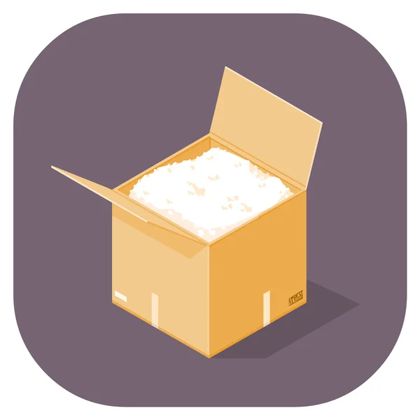 Full Isometric vector illustration industrial cardboard box icon. — Stock Vector