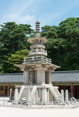 Gyeongju, Güney Kore - 18 Ağustos 2016: taş pagoda Dabotap Bulguksa Tapınağı, Güney Kore.