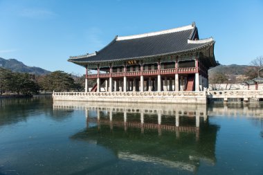 Seoul, Kore geleneksel mimari, gökyüzü, Asya çatı