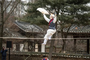 Acrobatics on a Tightrope walking at Korean Folk Village