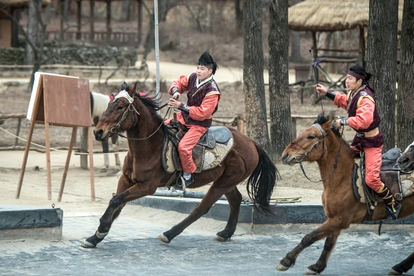 Participant a the Equestrian Feats act — Stok fotoğraf