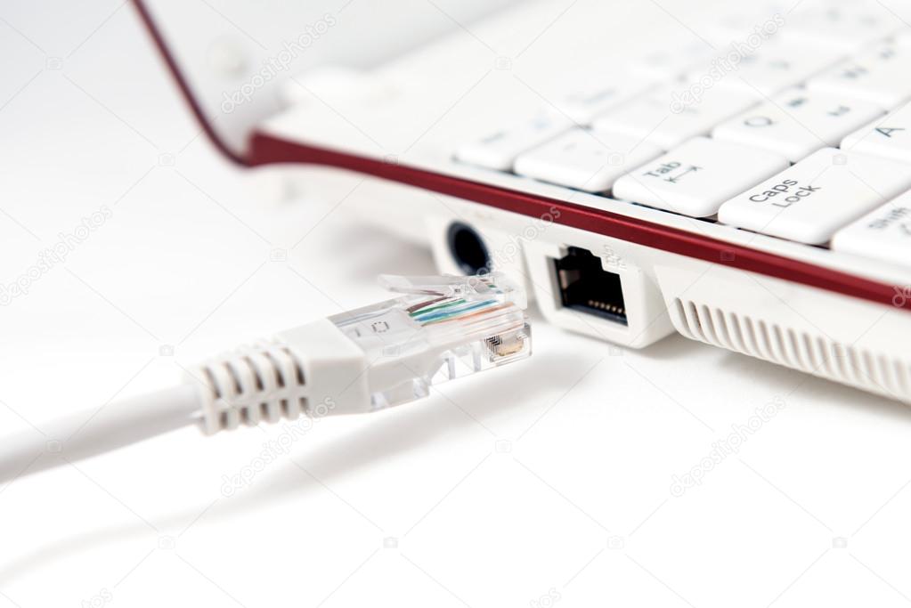 LAN cable is connecting internet to laptop