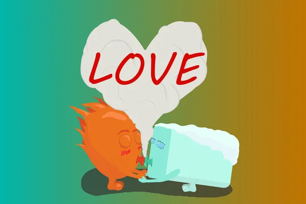 Amor entre fuego y hielo — Vector de stock