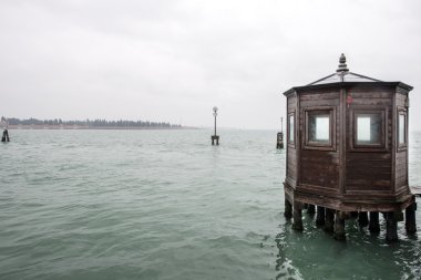 Wooden tower at sea Venice