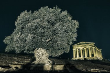 Agrigento gece tapınaklarda Sicilya - İtalya
