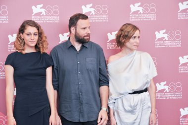 VENICE - SEPTEMBER 3: Actors Aggeliki Papoulia, Ariane Labed and Yorgos Lanthimo