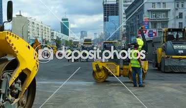 Kiev, Ukrayna Temmuz 2016: Yol parke, inşaat. 