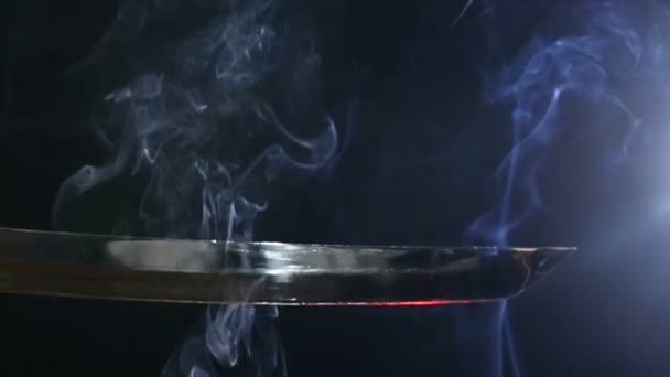 Ιαπωνικό katana σπαθί. Λεπίδα γκρο πλαν — Αρχείο Βίντεο