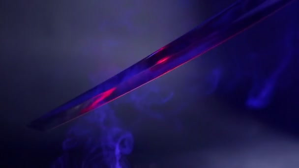 Japanse katana zwaard. Blade close-up — Stockvideo