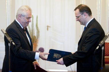 Çek Cumhuriyeti Cumhurbaşkanı Milos Zeman ve Çek premier Petr Necas
