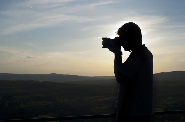 Silhuett av fotograf — Stockfoto