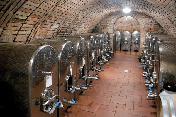 Tanques Almacenamiento Vino Acero Bodega — Foto de Stock