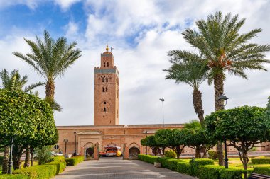 Koutoubia Mosque minaret in medina quarter of Marrakesh, Morocco clipart