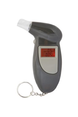 Beyaz bir arka plan üzerinde alkol test cihazı