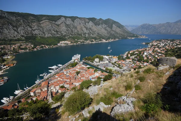 Bay Boka Kotorska and Kotor city, Montenegro — Stock Photo, Image