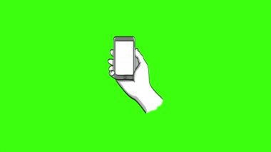 Hands Holding Telefon Animasyonlu El Çizilmiş
