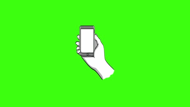 Main tenant téléphone animé main dessinée 