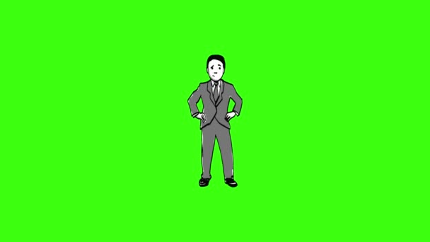 Businessmen Asian Confused Animated Hand Drawn — Stock Video