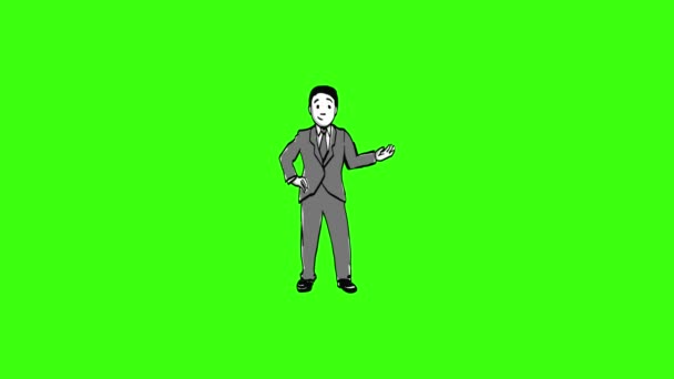Les hommes d'affaires asiatique tenant main heureuse dessiné — Video