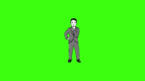 ビジネスマンアジア思考悲しい手描き — ストック動画