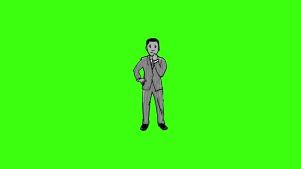 ビジネスマンラテン思考悲しい手描き — ストック動画