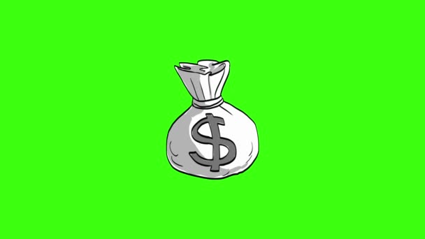 Financial Element Bag of Money Animated Hand Drawn — Stock Video