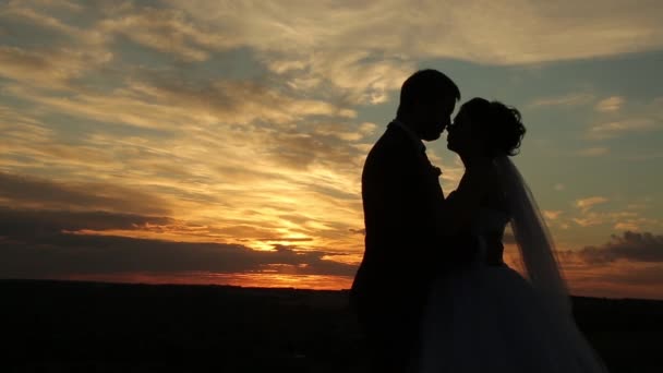 Lovers at sunset. — Stock Video