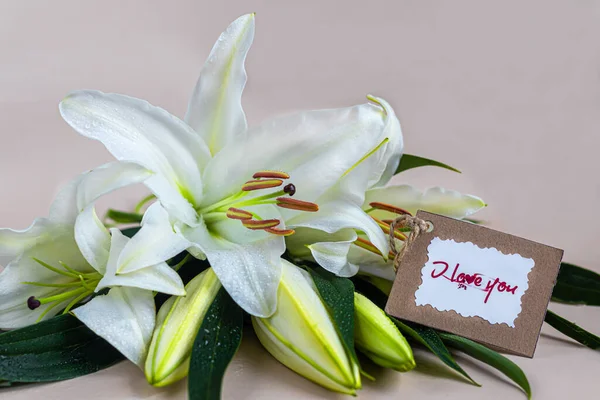 Bouquet Lilies Light Background Mother Day Women Day Valentine Day — Stock Photo, Image