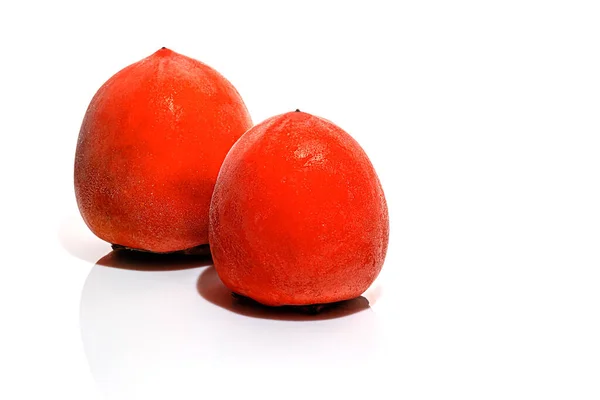 Persimmon Vit Bakgrund Isolera Dig Frukt Och Hälsosam Mat Kopiera — Stockfoto