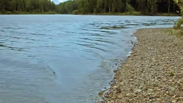 Las olas golpearon contra la orilla del río — Vídeos de Stock