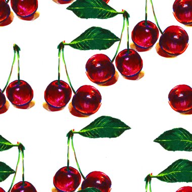 Olgun kiraz ile renkli dikişsiz desen .