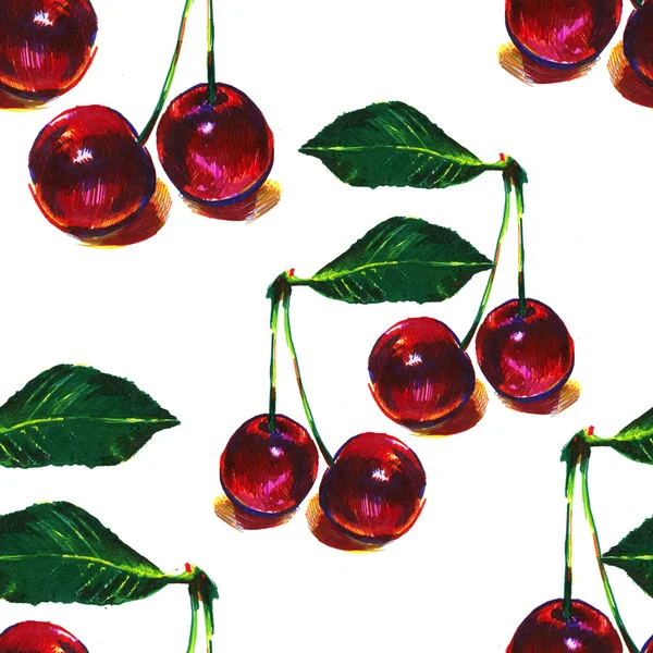 Olgun kiraz ile renkli dikişsiz desen .